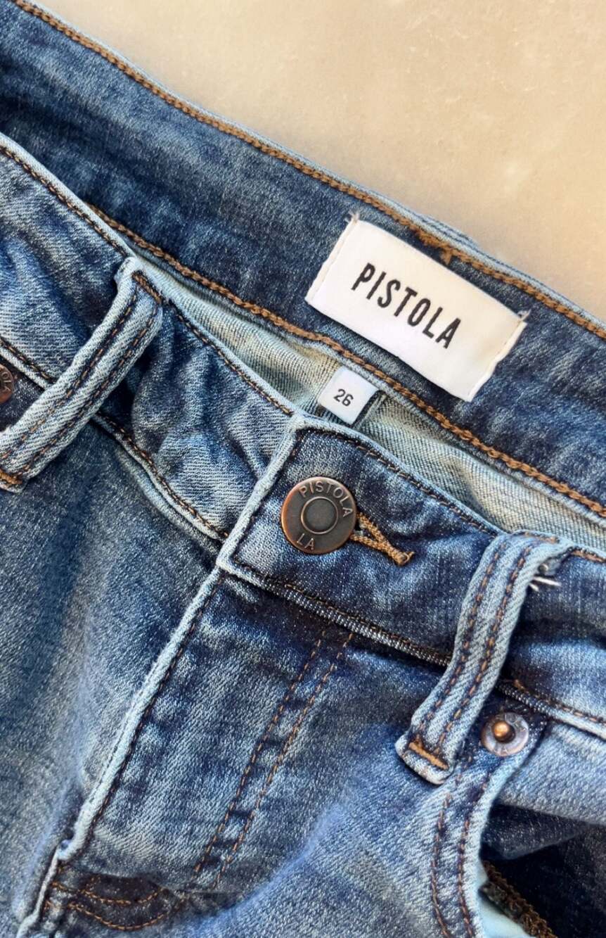 Pistola Womens Skinny Jeans Blue Washed Distressed Frayed Ankle Stretch